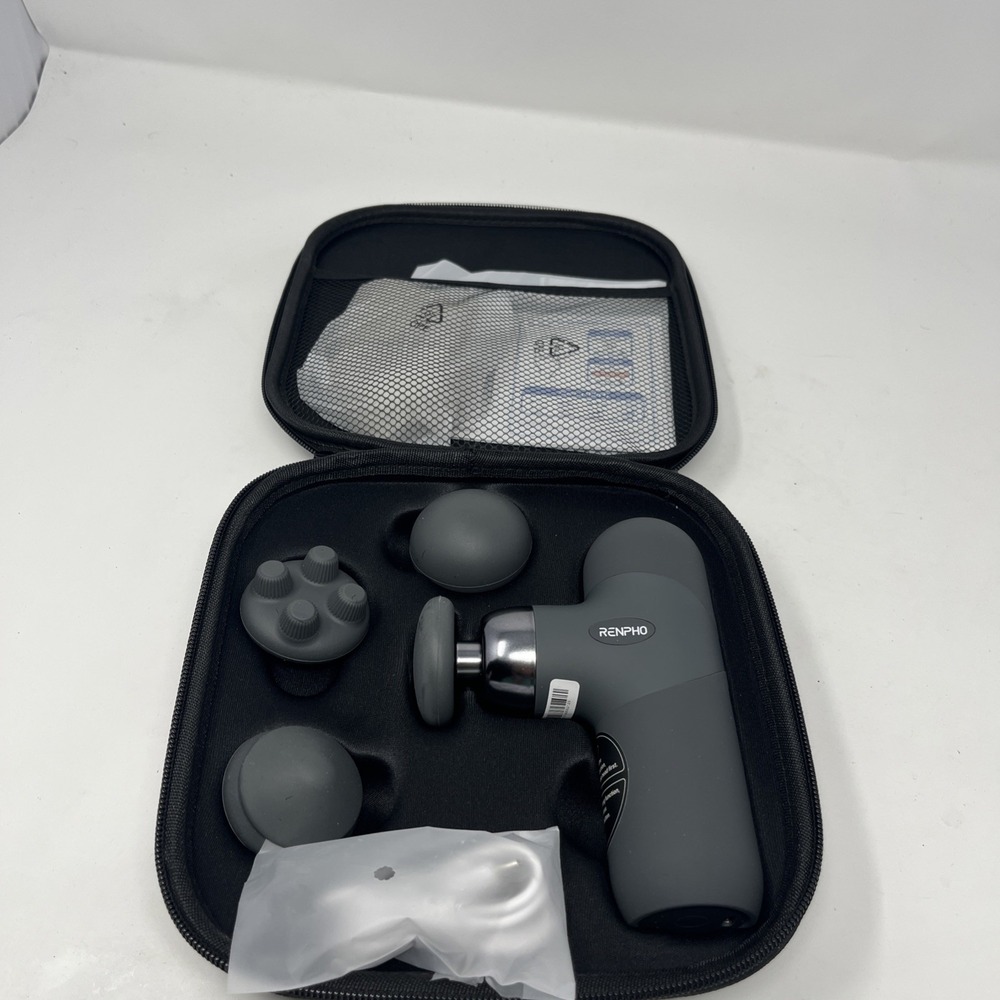 RENPHO Mini Thermal Massage Gun w/ Heat 4 Heads Travel Case USB